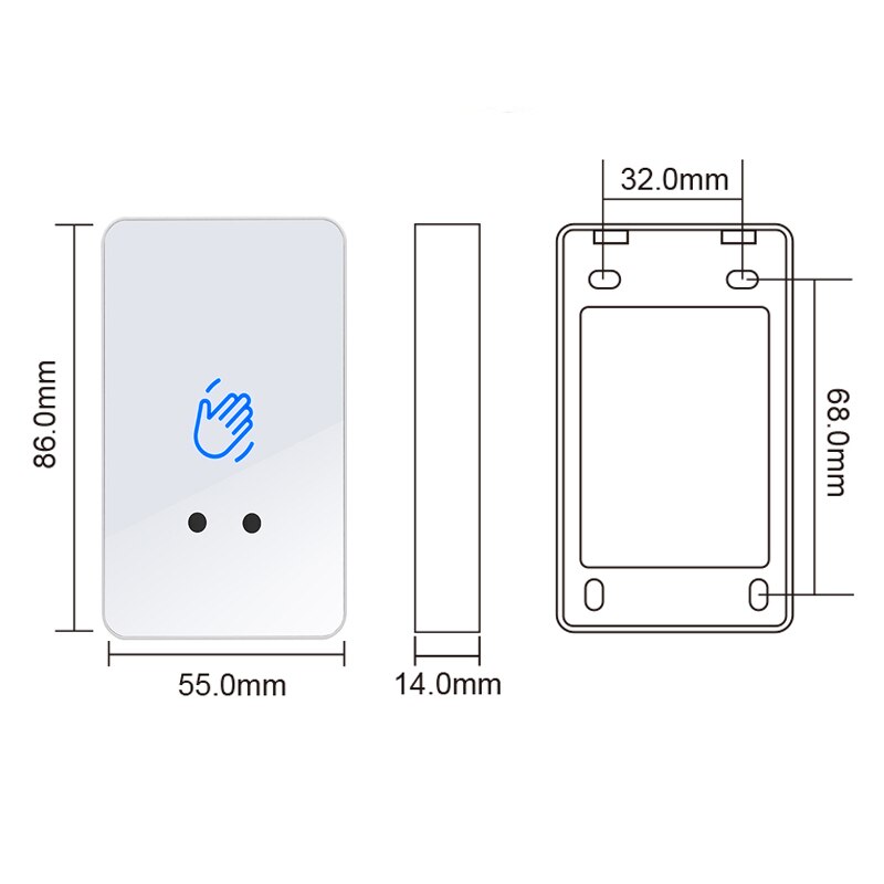 12V 24V Touchless Infrared Sensor Exit Button Door Release Switch Access Control Door Exit Button Time delay Adjustable: XM-T6A-W