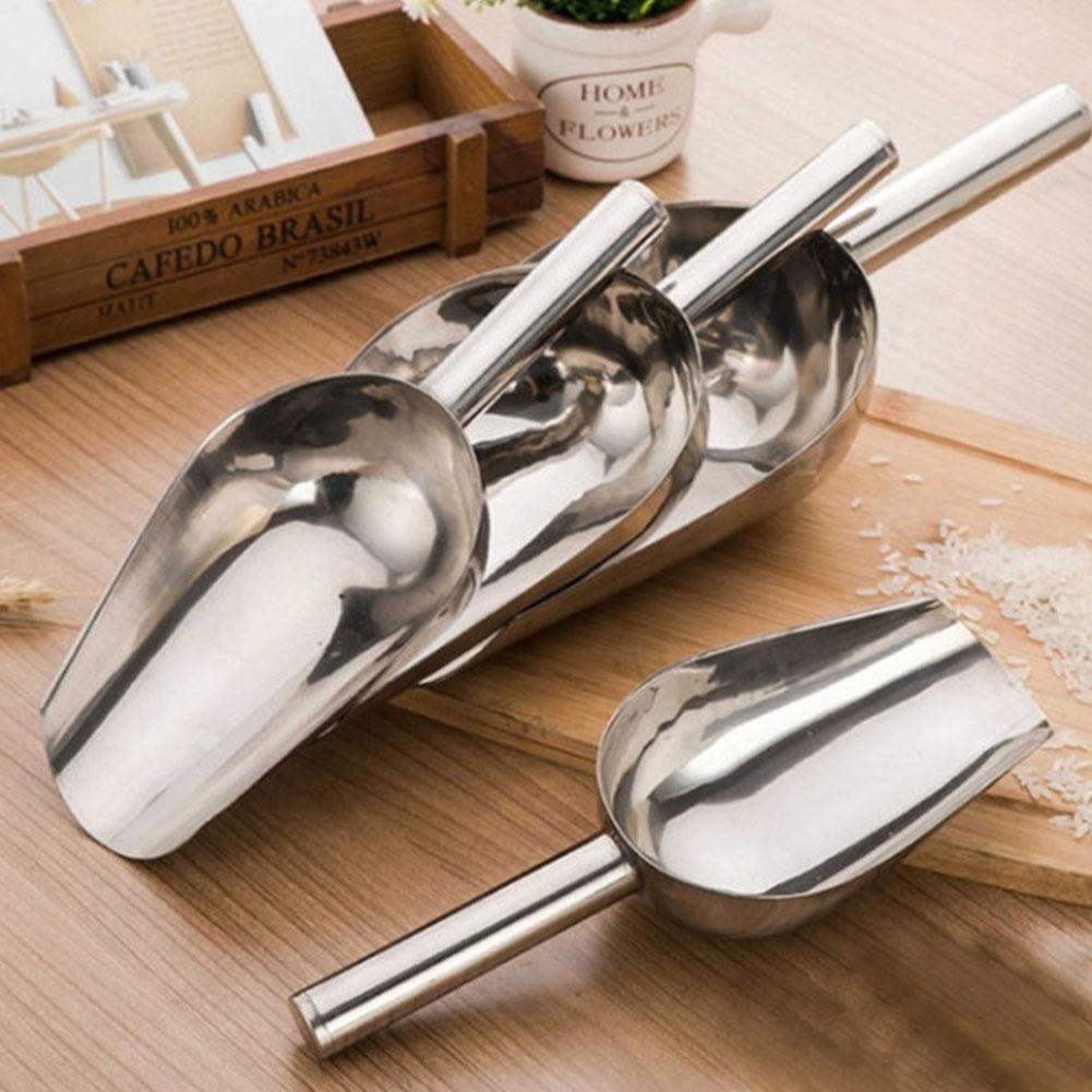 Functional Stainless Steel Shovel Ice Scoop Kitchen Bar Sugar Flour Buffet Dry Foods Shovel Scoops