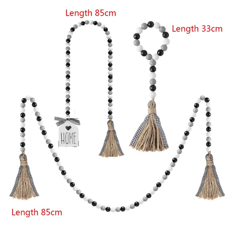 1/3Pcs Hout Bead Garland Met Kwasten Boerderij Rustieke Land Tiered Lade Decor R3MA