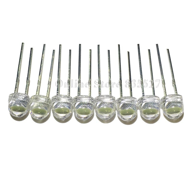 Lote de 20 unidades de abalorios para lámpara LED F5 de 5mm de color blanco, de 6 a 7LM, con chip de gran núcleo, diodos emisores de luz (LED) para DIY