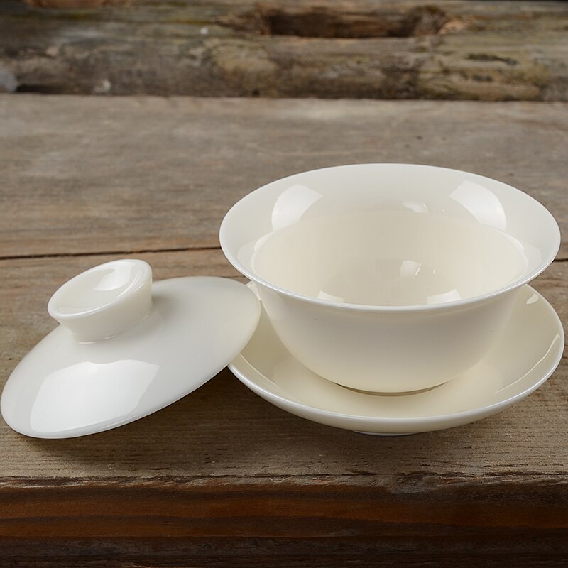 Chinese Traditional Tea Set Gaiwan White Porcelain Tea Set Tureen Cup Bowl Tea Ceremony Kung Fu Ceramics Flower Tea Master Cup