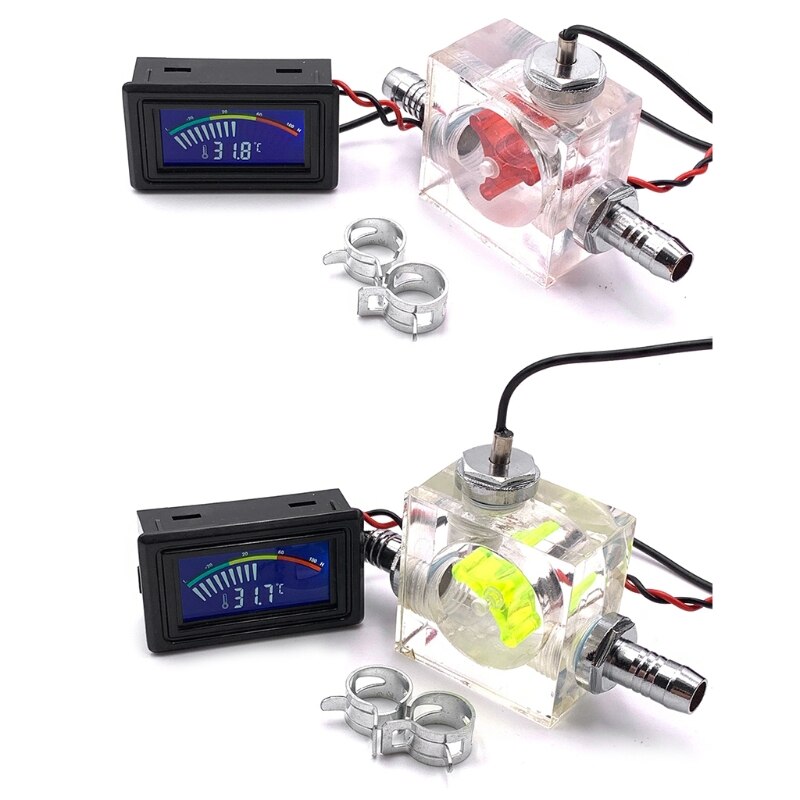 LED Thermometer 3 Way Flow Meter For Water Cooling Liquid Cooler System