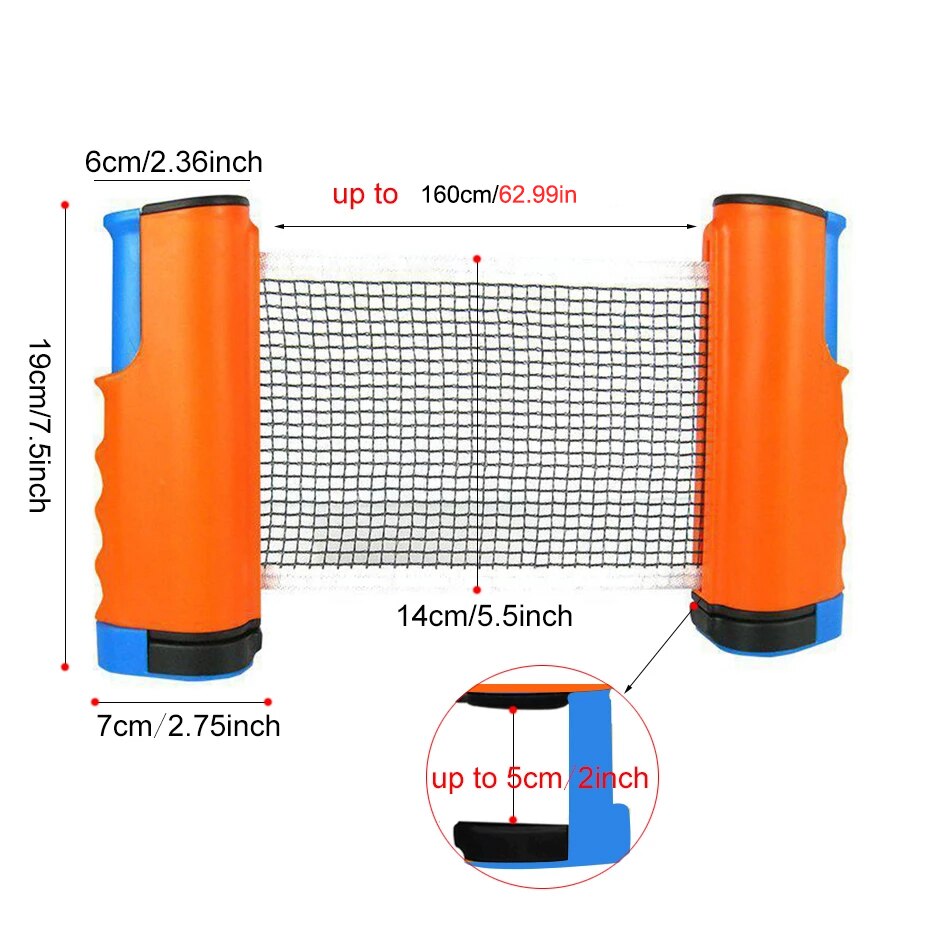 Portable Table Tennis Net Anywhere Retractable Pingpong Post Net Rack Adjustable Any Table Anywhere Home Sports Tool