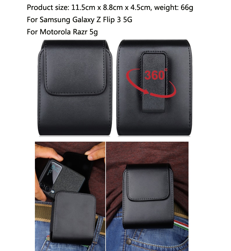 Für Samsung Galaxis Z kippen 3 5G Gürtel Clip Halfter fallen Abdeckung Für Galaxis Z kippen PU Leder Taille tasche Für Motorola Razr 5G