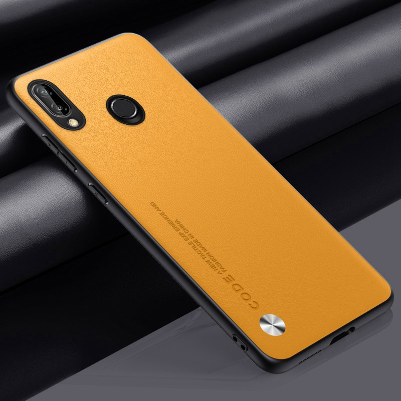 Funda de cuero PU de lujo para Huawei Nova 3 3i Nova3 i, funda trasera de silicona mate, funda de teléfono de protección completa para Huawei P Smart Plus: Tela de algodón / YELLOW
