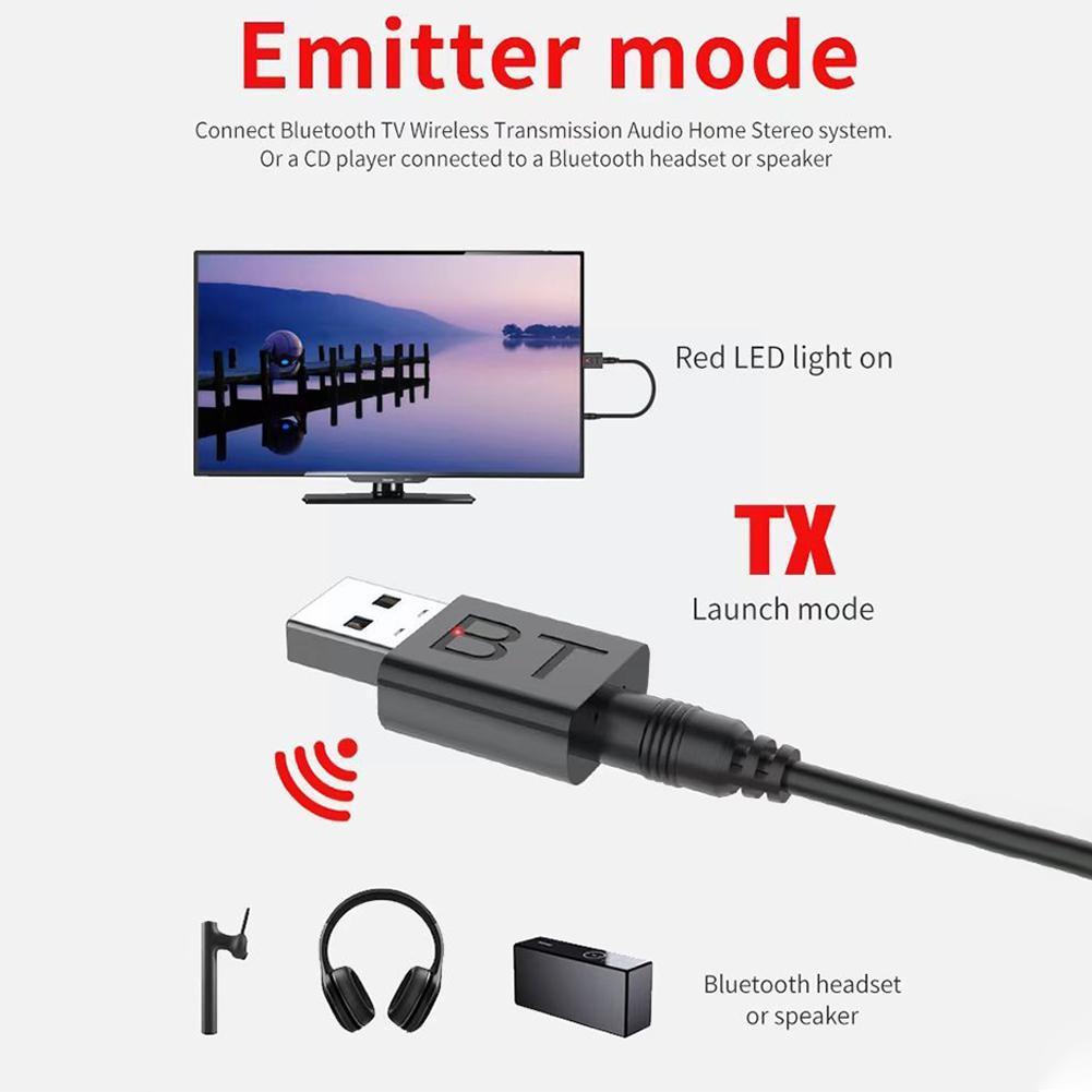 Usb-funk-bluetooth- 5.0 -sender-empfänger-adapter für musiklautsprecher und 3.5mm aux-anschlüsse, autoradio-aux-audioadapter für tv/pc/auto ( o0 v 2)