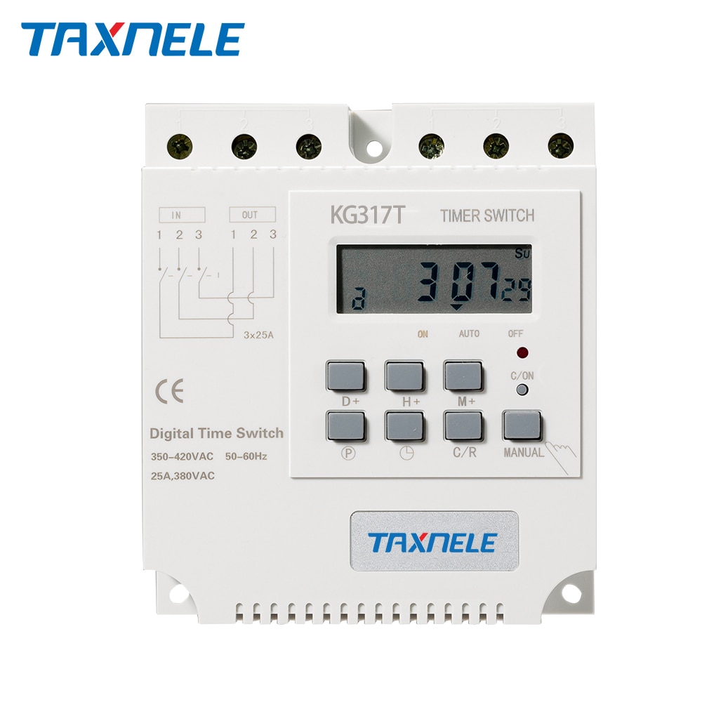 Taxnele goede kredietwaardigheid  kg317t 380v 25a 16a drie 3 fase timer driefase motor timing controle schakelaar 16 keer aan / uit