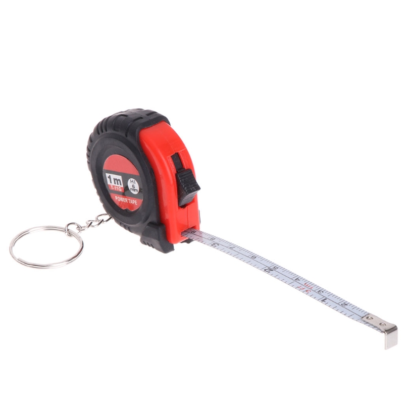 Novelty Souvenir Mini Tape Measure With Key Chain Plastic Portable 1m Retractable Ruler cm/Inch Measuring Instrument