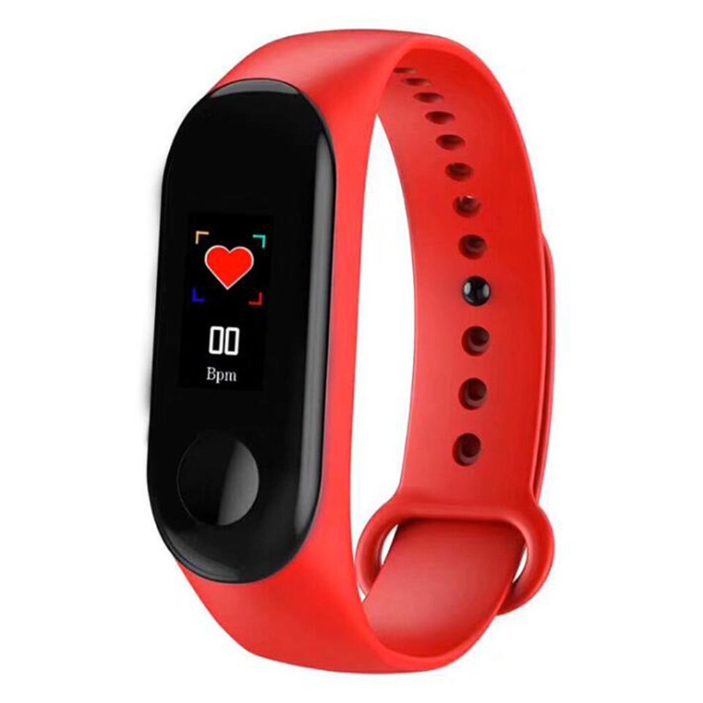 Waterproof Pedometer M3 Smart Bracelet Message Remind health Monitoring Sport Wrist Band Wristband Watches: Red