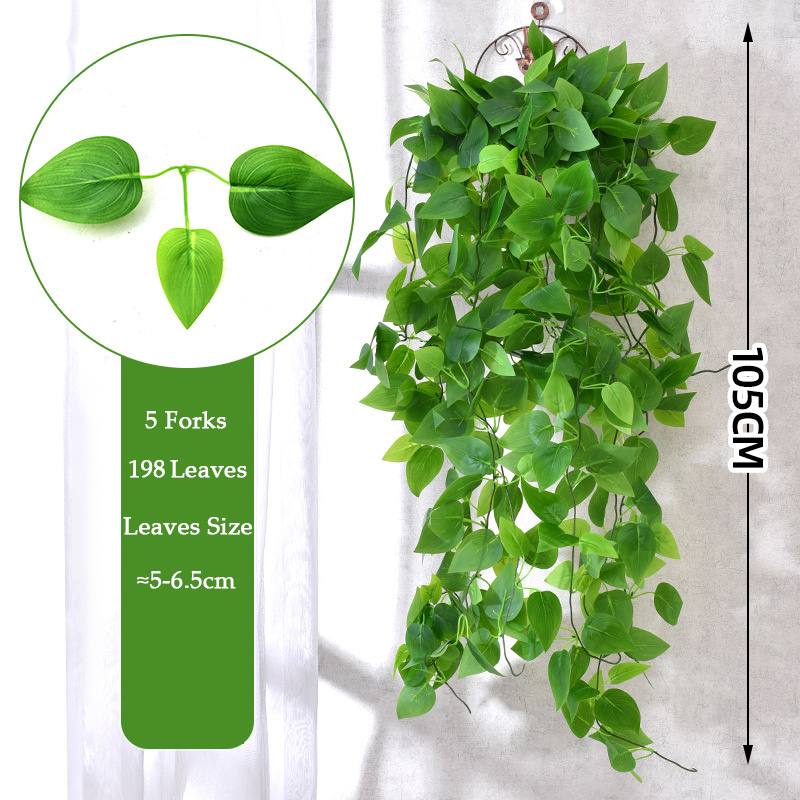 Plantas de enredaderas artificiales de 105cm, 5 tenedores, enredadera de plástico para exteriores, hiedra verde, plantas colgantes de pared, rama para el hogar, jardín, decoración de boda: Blanco lechoso