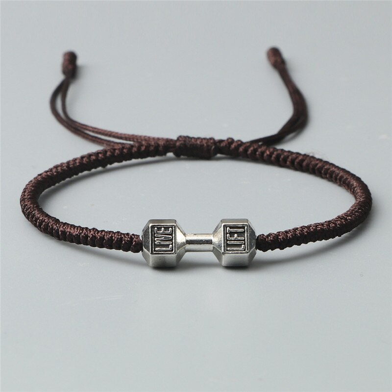 Charme Tibetischen Buddhistischen Woven Hanteln Armbänder &amp; Armreifen Für Frauen Männer Glück Handgemachte Knoten Seil Armband Barbell Bead Schmuck