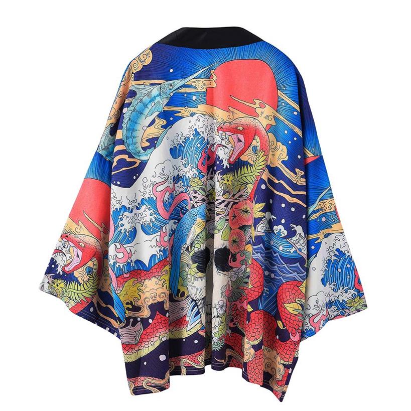 Kimono japonés tipo Cárdigan para hombre, Haori Yukata, disfraz de Samurai, ropa de Samurai, Kimono, chaqueta, ropa de calle informal para hombre, camisa Yukata Haori: E / M