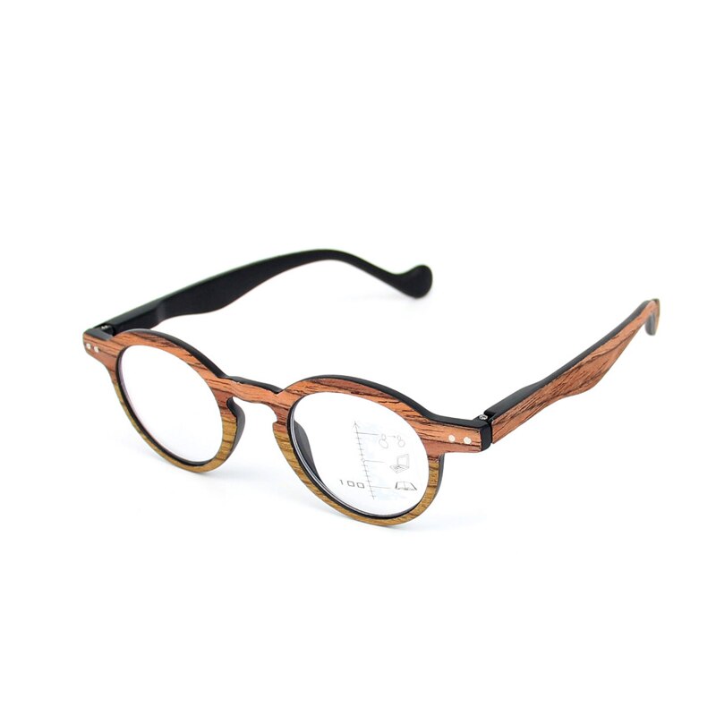 Zilead Retro Hout Kleine Ronde Frame Dual Leesbril Multifocale Clear Lens Presbyope Bril Lenzenvloeistof oculos gafas Unisex