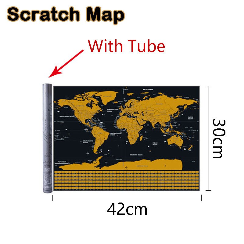 Vintage World Travel Map Scratch Off World Map Travel Scratch For Map 42x30cm Room Home Office Decoration Wall Stickers Mini