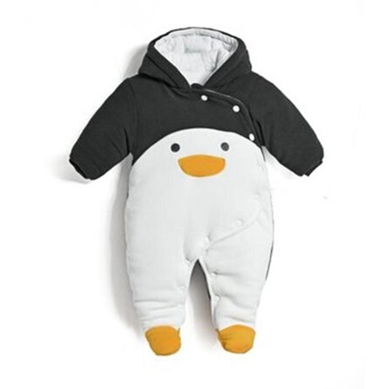 Baby Autumn and Winter Warm Long Sleeve Cute Romper Children's Clothing Newborn Penguin Winter Outer Rompers Baby Girl Pajamas: black / xl