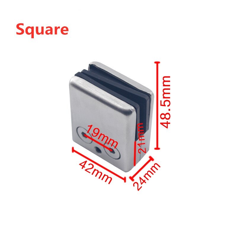 4Pcs Stainless Steel Square Clamp Holder Bracket Clip For Glass Shelf Handrails Silver