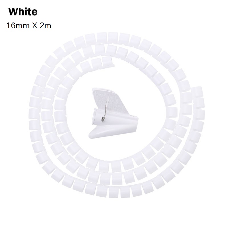 2M 16mm flexibele spiraalkabel draadbeschermer kabelorganisator computersnoer beschermende buisclip organisator beheerhulpmiddelen: WIT