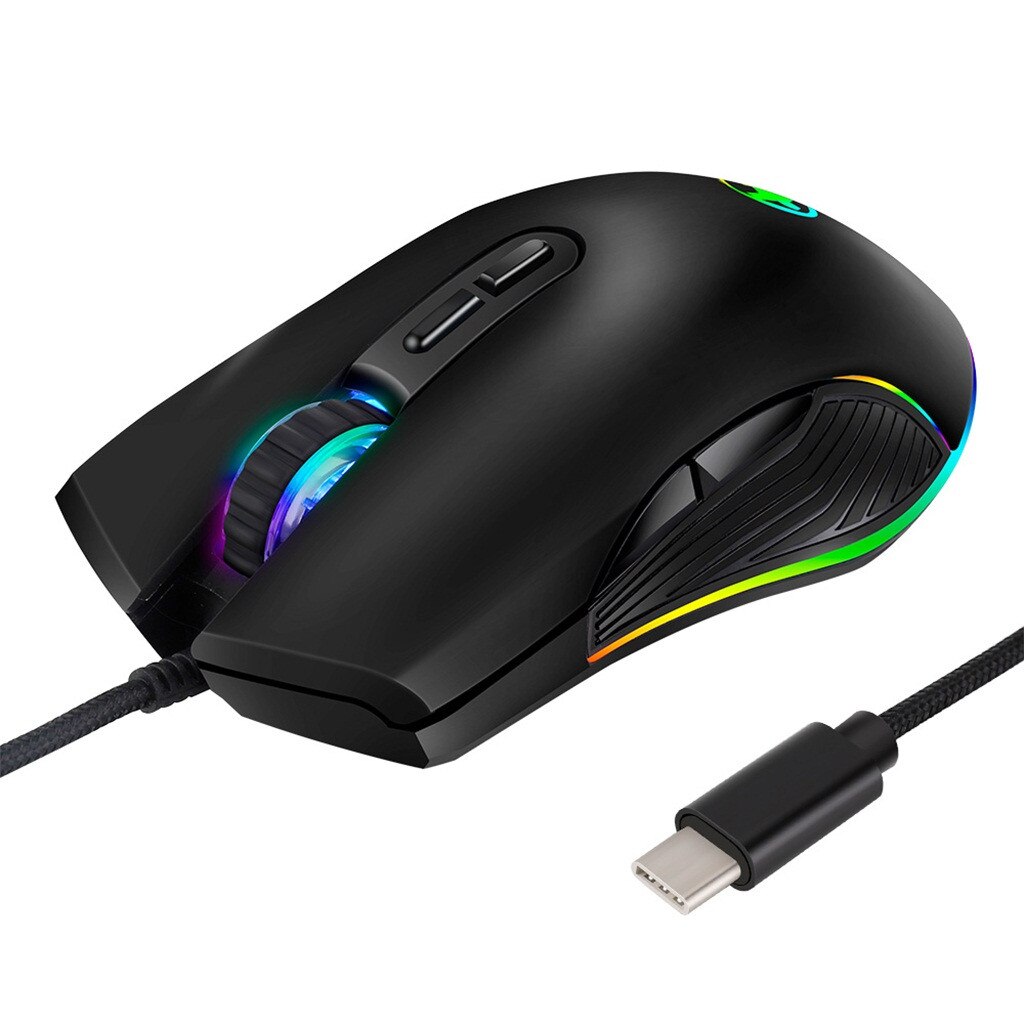 Type-C Ergonomic Mice 4 Backlight Modes Up To 3200 DPI RGB Wired Gaming Mouse ast and accurately data transmission#T2