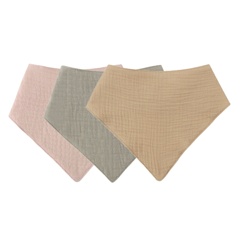 3Pcs Baby Bibs Cotton Newborn Snap Button Soft Triangle Saliva Towel Burp Cloth D5QA: 5