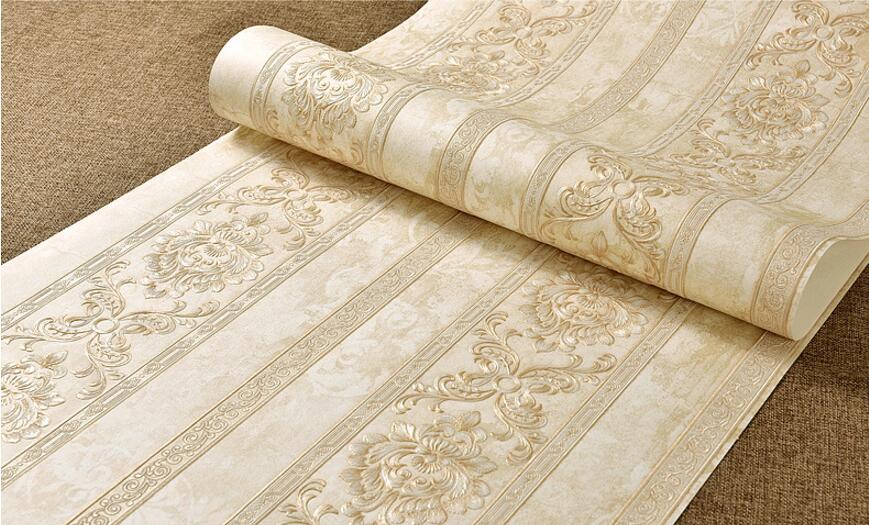 Beibehang Reliëf Slaapkamer Behang Moderne Damast Behang Wit Wandbekleding Klassieke Behang 3d Behang Voor Woonkamer: B beige