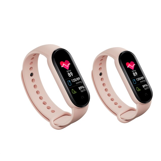 neue Band M6 Smart Uhr Armband Blutdruck Monitor Fitness Farbe Bildschirm Smartwatch Smart Uhr Stunden Für Xiaomi IOS: 2pc pink