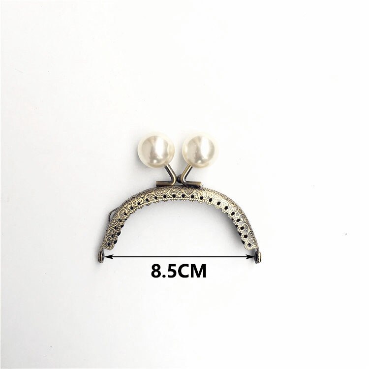 2pcs 8.5-20.5cm Semicircle Pearl Embossed Metal Purse Frame DIY Bag Handles Kiss Clasp Sewing Brackets Accessories for Handbags: 8.5cm