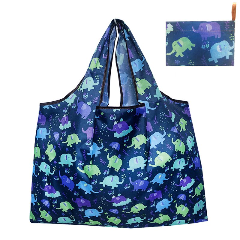 Thick Magic style Nylon Large Tote ECO Reusable Polyester Portable Shoulder Handbag Cartoon Folding Pouch Shopping Bag Foldable: H131