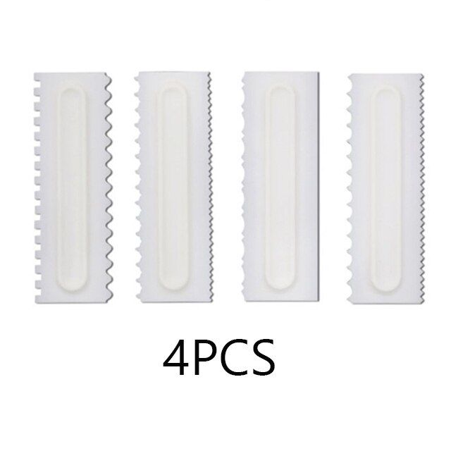 Placa plástica para moldura de pasteles, decoración de pasteles, peine, pastel suave espátula de pasteles, textura, herramientas para hornear: 4PCS