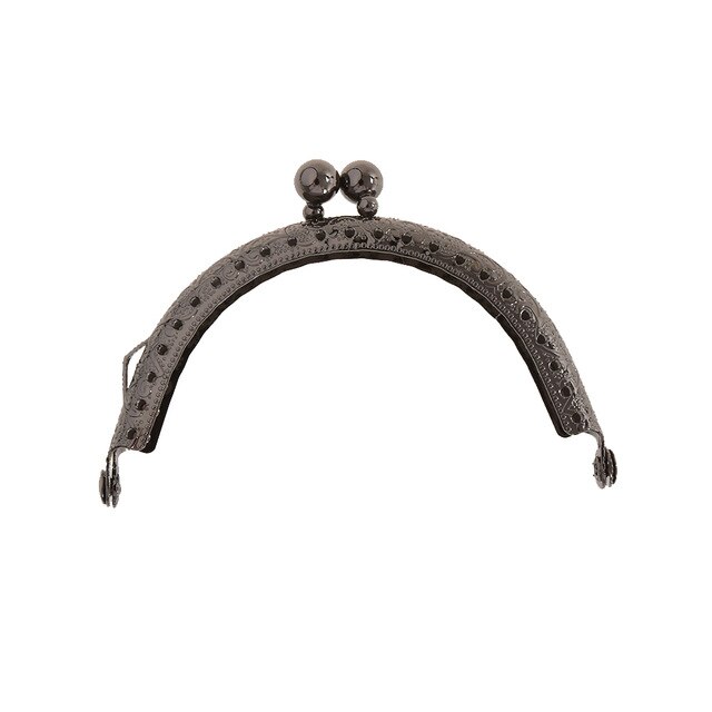 8.5Cm Metalen Portemonnee Frame Handvat Maken Kus Sluiting Lock Clutch Bag Portemonnee Handtas Accessoires Brons Tone Tassen onderdelen: Black