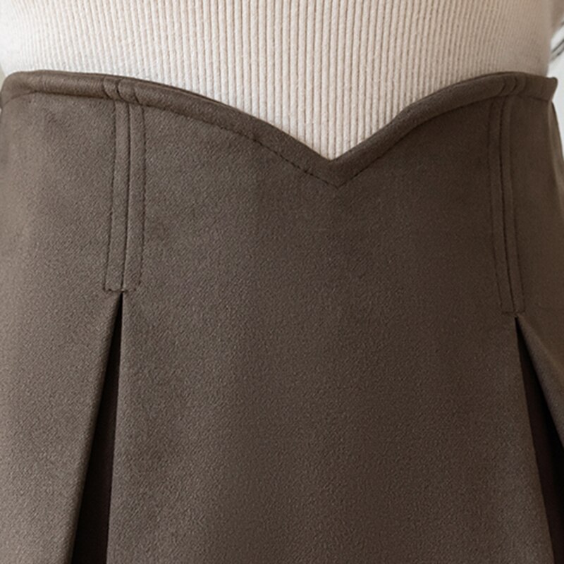 Mini jupe patineuse courte en laine, taille haute, irrégulière, décontractée et chaude, noire, café, hiver,