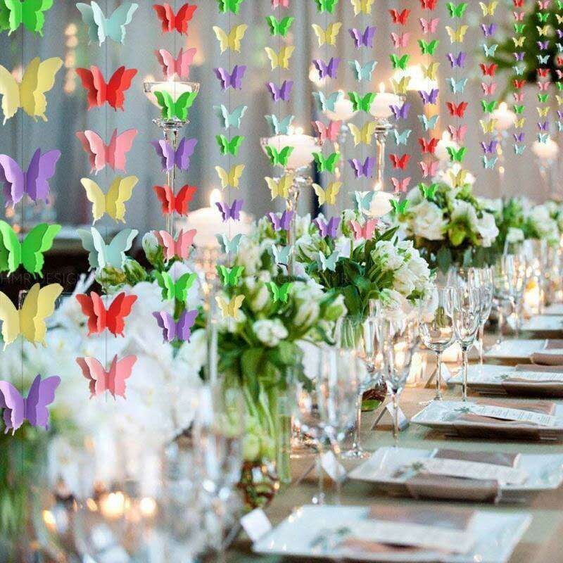 270cm fargerike sommerfuglpapir krans hengende banner bryllup bursdagsfest dekor baby shower barn jente rom dekor bunting