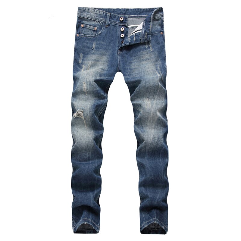 Men Jeans Torn Old Straight Cotton Slim Painted Printed Stretch Motorcycle Jeans Brand Men Trousers Plus Size Destroyed