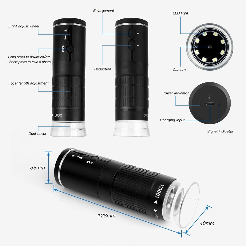 WiFi Digital Mikroskop 8 LED USB Mikroskop HD 1080P 1000X Tragbare Elektronische Lupe Kamera Endoskopie Kamera Kinder Werkzeug