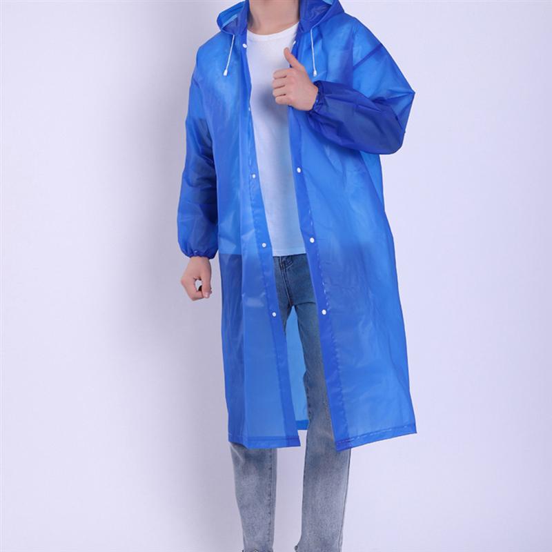 Eva regnfrakkeovertræk genanvendelig udendørs regnfrakke regnponcho med hætte og ærmer regntøj til voksne mænd kvinder