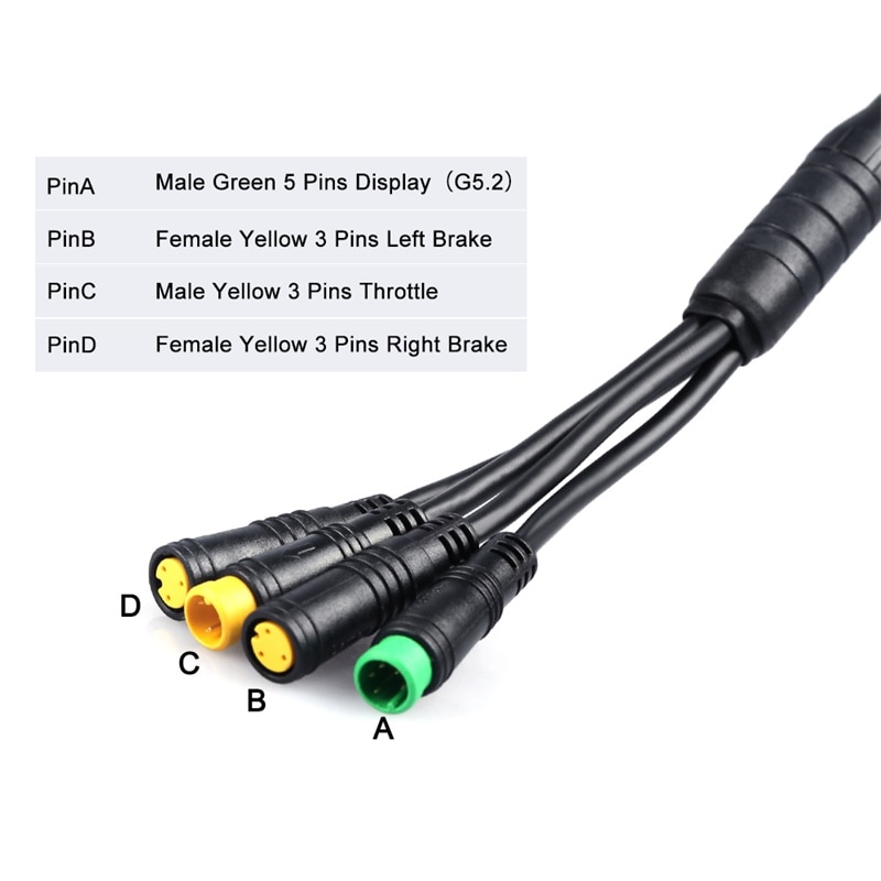 Vandtæt 1 t 4 eb- bus ledningsnet til bafang bbs bbs 01 bbs 02 bbshd midtermotor display bremsegreb tommelfinger gashåndtag