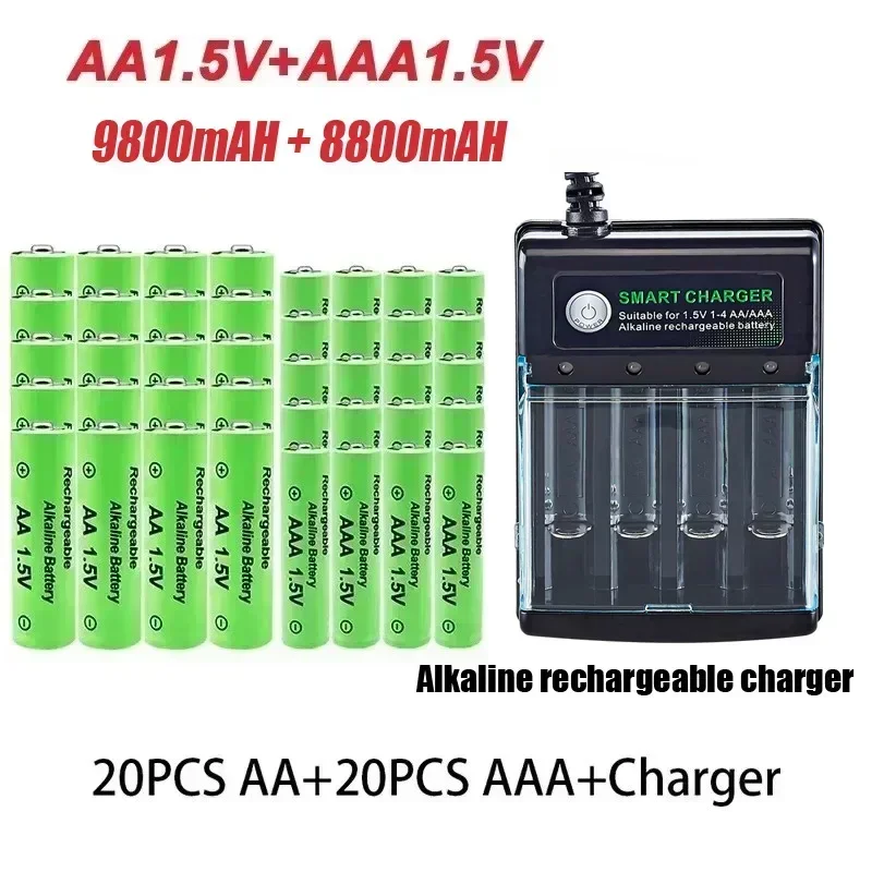Batería recargable Original 1,5 V AA9800mAh + AAA8800mAh + cargador para ordenador reloj Radio videojuego cámara Digital AA AAAbattery: Rosa