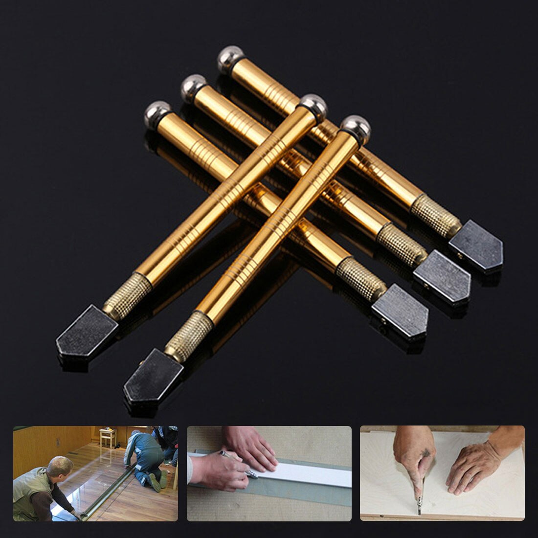 Glass Cutter Diamond Tip Steel Blade Cutting Tool Oil Feed Glass Cutter Antislip Metal Handle 173mm For Hand Tool Glass Cutting