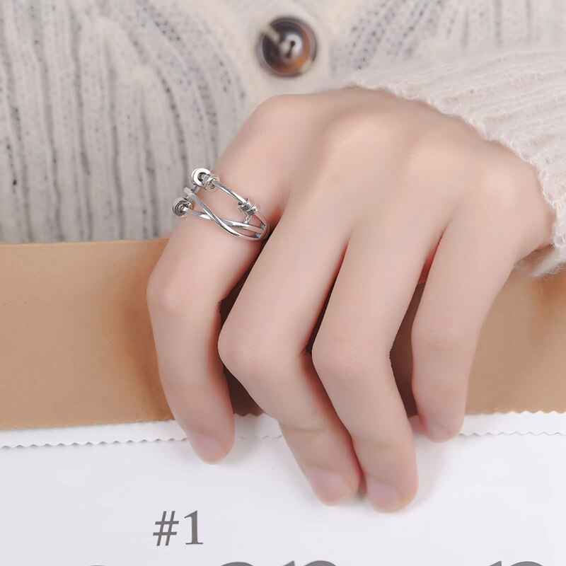 Anti-angst ringe til kvinder mænd fidget spinner band unisex justerbar stabling spinning bekymring ring