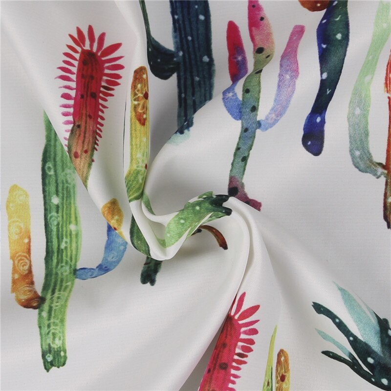 BZ87-tela de raso con estampado de Cactus para niños y mujeres, tela con estampado de Cactus de 100x140cm, vestidos y manteles, ropa de cama tela de costura DIY