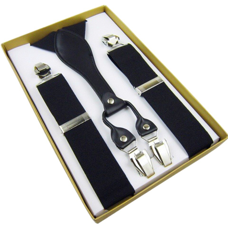 Mens Suspenders Leather Button End Elastic Tuxedo Y Back Suspenders Pant Braces for Men tirantes hombre para pantalones