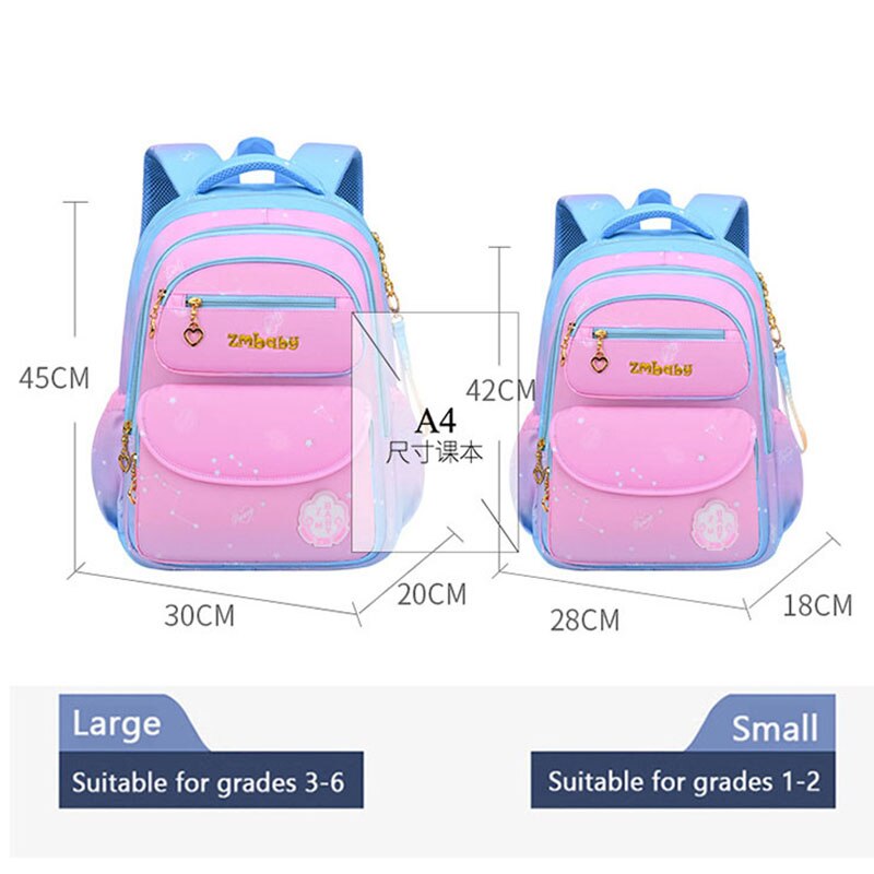 Girls Cute Princess School Bags Children Pink School Backpack Waterproof Hard-Wearing Bookbag Kids High Capacity Lightweight Sac