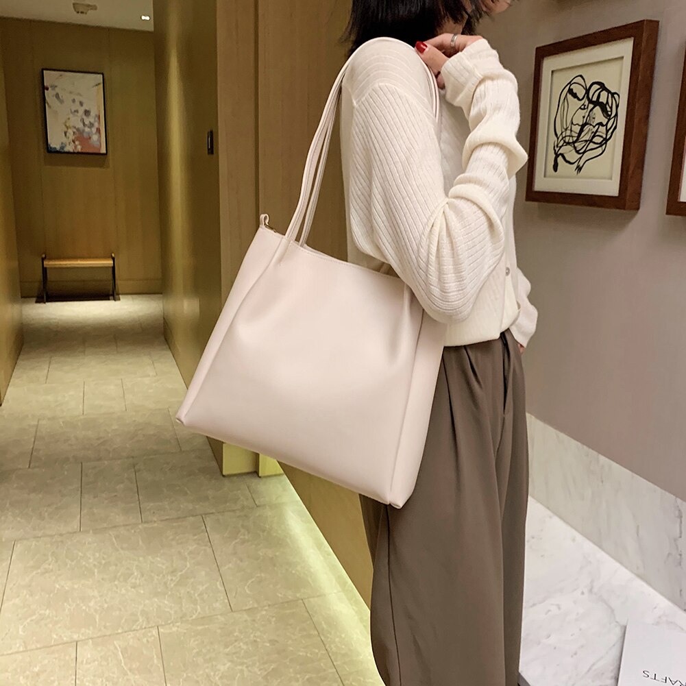 Large Capacity Soft Shoulder Bag Women Office Ladies Big Work Handbags PU Leather Tote Bags Female Crossbody