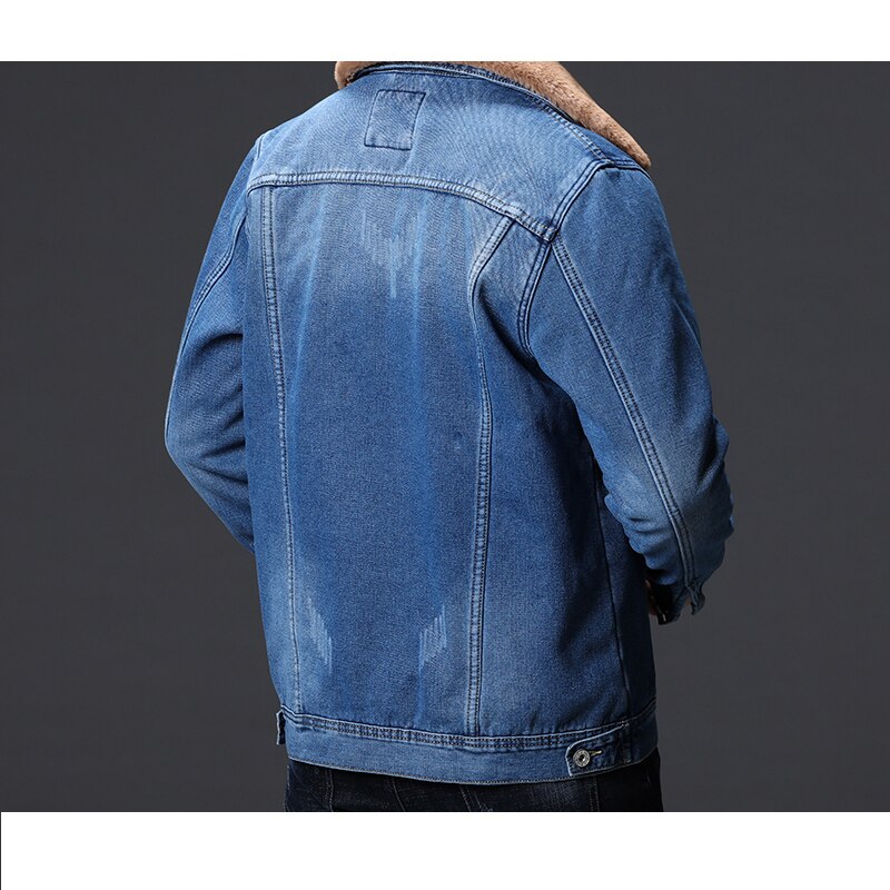 Winter Denim Jackets Men Dark Blue/blue Winter Jean Jackets Outerwear Warm Denim Coats Men Large Size Wool Liner Thicker