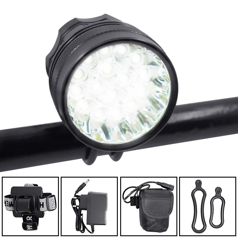 Super Helle Fahrrad Licht 40000lm 16 * XML-T6 Fahrrad Vorderseite Licht LED Lampe 3 Modi Scheinwerfer draussen Radfahren lampe Fahrrad zubehör: Licht Grau