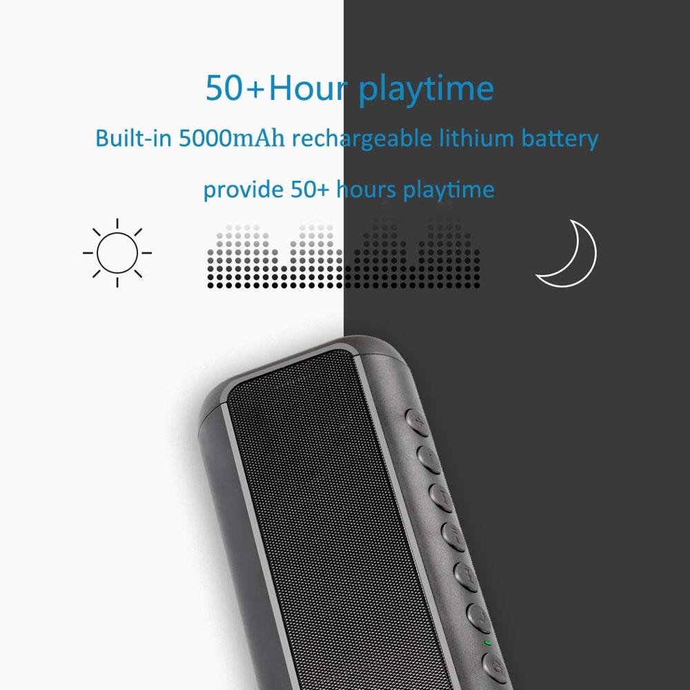 Draagbare Solar Bluetooth Speaker met 5000mAh Power Bank, 50 + Uur, IPX6 Waterdichte Draadloze Speaker voor Outdoor & Ind