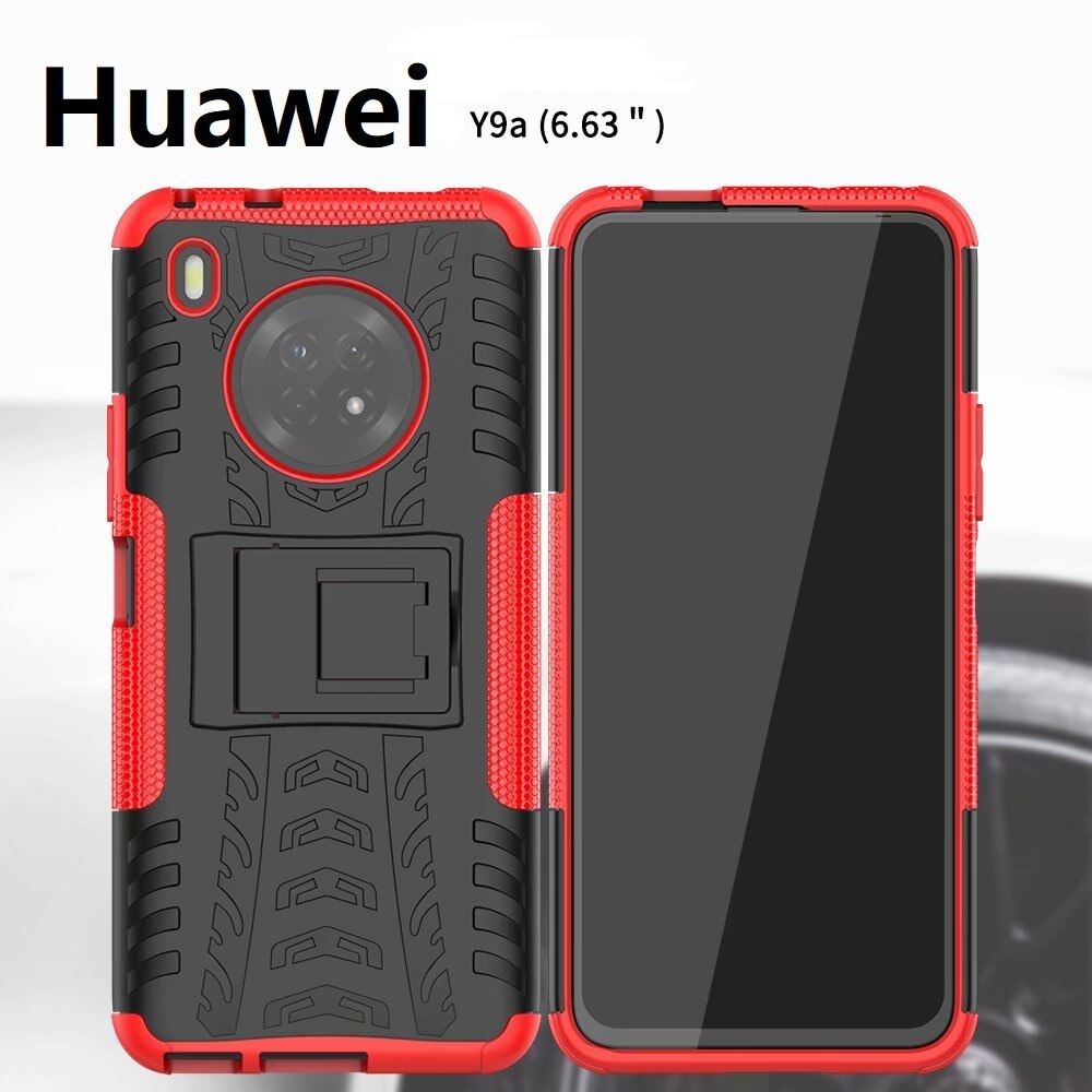 For Huawei Y9a Hard Case + Tempered Glass Hybrid Armor Soft Heavy Duty Stand Protection Enjoy 20 Plus 5G Silicon Cover