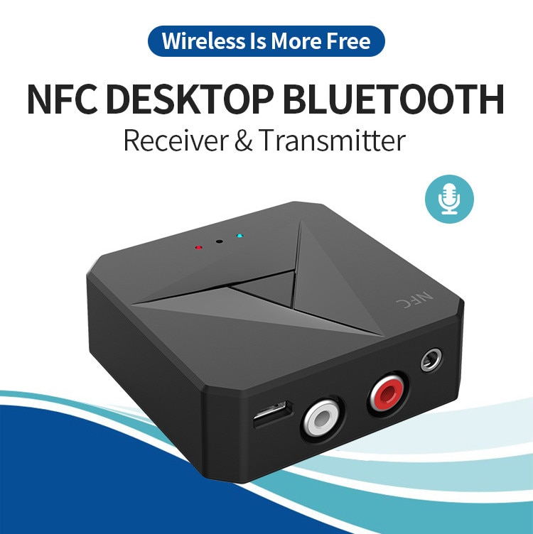 Bluetooth 5.0 Rca Audio Ontvanger Aptx 3.5Mm 3.5 Aux Jack Muziek Draadloze Adapter Met Microfoon Nfc Voor Auto Tv luidsprekers Auto On/Off