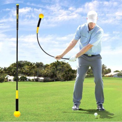 40"Golf Swing Trainer Aid for Improving Rhythm Flexibility Balance Tempo And Strength Flexible Warm-up Stick Golf Training Aids: Yellow