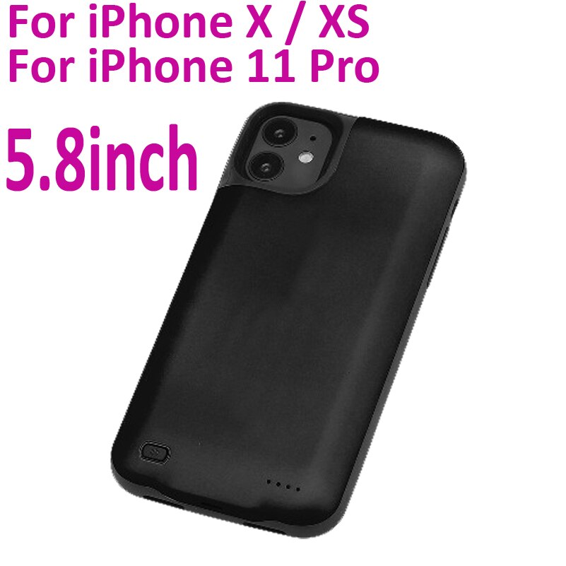 Battery Charger Case For iPhone X XS 11 pro Max Power Case External Battery Pack For iPhone XR XS Max 11 pro Phone charger case: Black for X XS 11pro