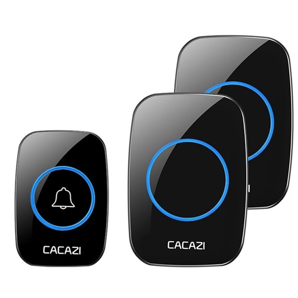 Waterproof Wireless Doorbell 100-240V 60 Rings 5 Volume Chime 300M Remote Led Light Home Eu Plug Black Door Bell